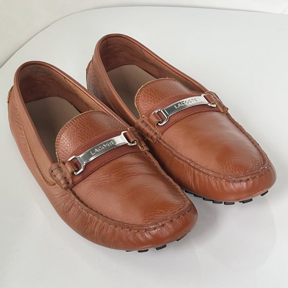 LACOSTE Men\'s Ansted Craft Tan Leather Loafer Driving Shoes Size 11.5 main image 9